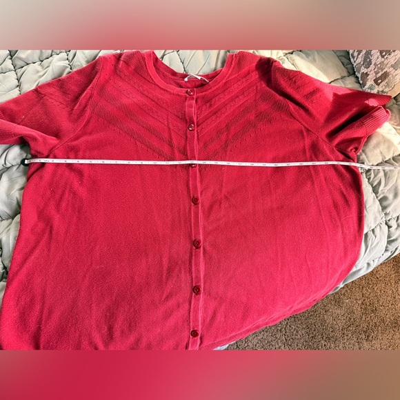 CJ Banks Red Short Sleeved Sweater Catdigan - Picture 8 of 16